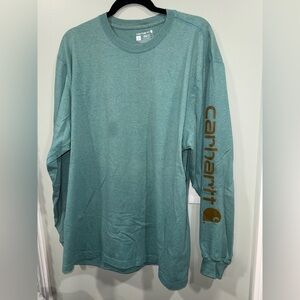 Carhartt Long Sleeve Tee in Teal with Sleeve Logo